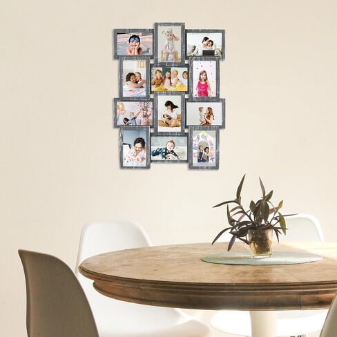 HELLO LAURA - إطار صور مجمعة 12 إطار صور مجمعة عتيق مقاس 18 بوصة × 25 بوصة عرض إطار صورة معلق على الحائط مقاس 4 بوصة × 6 بوصة حافة ذهبية صدئة | نمط مجموعة المعرض in Saudi Arabia