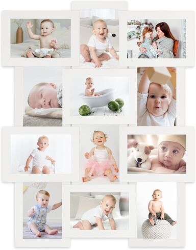 HELLO LAURA Collage Picture Frames for Wall 12 Openings - Black Collage Photo Frames Display Multiple Photos for Wall Hanging Collage Frame Christmas Gifts for Family Friends Lover in Kuwait