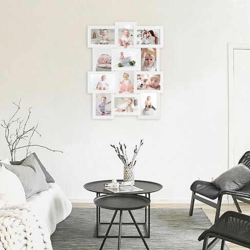 HELLO LAURA Collage Picture Frames for Wall 12 Openings - Black Collage Photo Frames Display Multiple Photos for Wall Hanging Collage Frame Christmas Gifts for Family Friends Lover in Kuwait