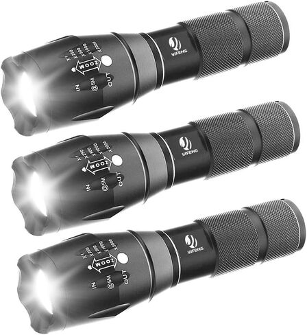 yIFeNG Tactical Flashlights 2 Pack, High Lumens T6 LED, Zoomable 5 Modes in Saudi Arabia