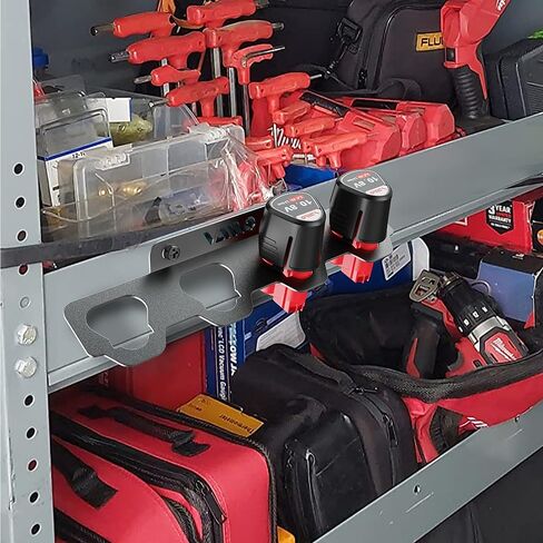 VAIIO Battery Rack Holder, Wrought Iron Heavy Duty Thickened Batteries Slot | for Milwaukee M12 12V, Stealth Battery Wall Mount Organizer Garage Storage, Workshops, Shelves in Kuwait