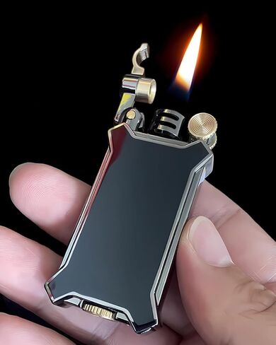 ولاعة أنبوب مقاومة للرياح قابلة لإعادة الملء بزجاجة شفافة مبتكرة، ولاعات كيروسين كلاسيكية رائعة، ولاعة كلاسيكية/عتيقة/كلاسيكية قابلة لإعادة الاستخدام، هدايا عيد ميلاد فريدة للرجال والأب (أسود) in Kuwait