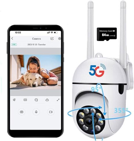 كاميرات مراقبة IZENGATE، كاميرات مراقبة مزدوجة النطاق 2.4 جيجا هرتز و5 جيجا واي فاي، كاميرا مراقبة 360 درجة 1080 بكسل، كاميرا أمان خارجية مقاومة للماء مع كشف الحركة، صوت ثنائي الاتجاه، رؤية ليلية in Kuwait