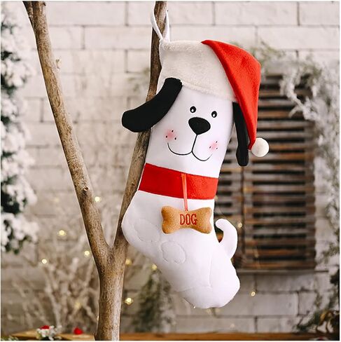 Pet Christmas Stocking for Dog and Puppies, Dog Theme Xmas Gift Decor (White,b) in Saudi Arabia