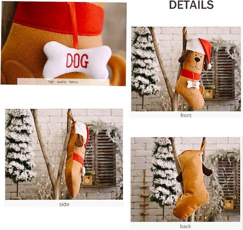 Pet Christmas Stocking for Dog and Puppies, Dog Theme Xmas Gift Decor (White,b) in Saudi Arabia