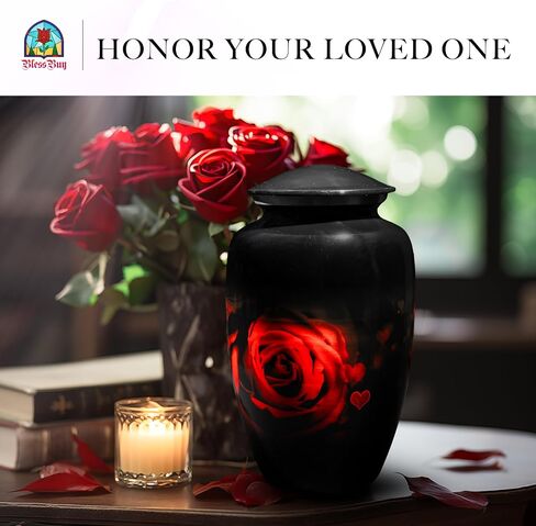 Rose Urn for Human Ashes Adult Female | Cremation Funeral Decorative Urn for Women and Men in Saudi Arabia