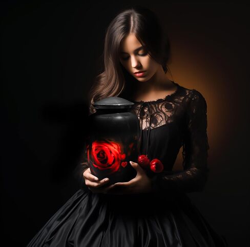 Rose Urn for Human Ashes Adult Female | Cremation Funeral Decorative Urn for Women and Men in Saudi Arabia