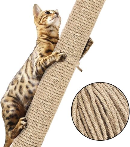 حبل السيزال الطبيعي للقطط لاستبدال شجرة عمود الخدش، حبل القنب لإصلاح الخدش بنفسك، حبل لشجرة القطط والبرج، 164 قدمًا in Kuwait
