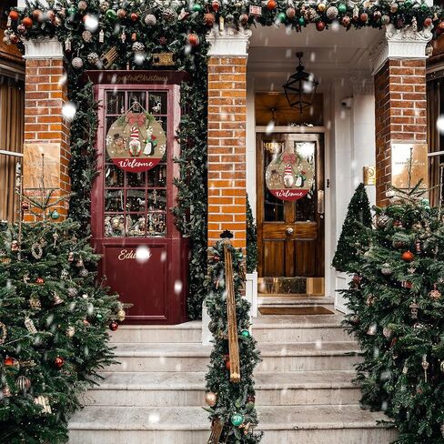 لارين عيد الميلاد خشبية 15 بوصة علامة ترحيب موسمية للباب الأمامي، جولة ترحيب معلقة علامة الشرفة علامة جنوم ريفي الشتاء نمط عطلة الديكور (عيد الميلاد) in Kuwait