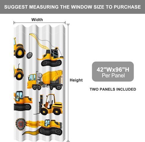 Baocicco Gray Construction Curtains for Boys Bedroom Kids Cartoon Excavator Truck Theme Blackout Window Drapes Nursery Room Decor Toddlers Bulldozer Tractor Grommets Curtains 2 Panels 53x63 Inch in Saudi Arabia