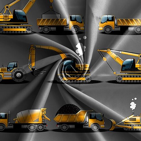 Baocicco Gray Construction Curtains for Boys Bedroom Kids Cartoon Excavator Truck Theme Blackout Window Drapes Nursery Room Decor Toddlers Bulldozer Tractor Grommets Curtains 2 Panels 53x63 Inch in Saudi Arabia