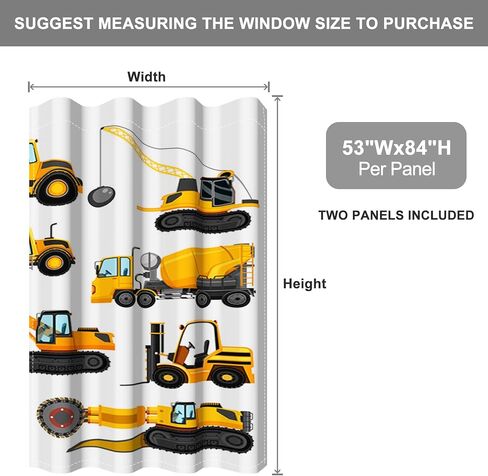 Baocicco Gray Construction Curtains for Boys Bedroom Kids Cartoon Excavator Truck Theme Blackout Window Drapes Nursery Room Decor Toddlers Bulldozer Tractor Grommets Curtains 2 Panels 53x63 Inch in Saudi Arabia