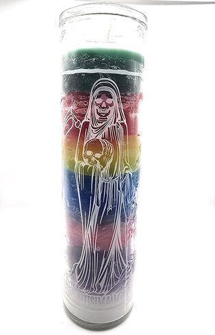 Holy Death (Santa Muerte) 7 Day Candle- Santisima Muerte Vela, Santisima Muerte - Holy Death Candle, Goth Decor, Candle, Green,red,yellow,blue,black in Saudi Arabia