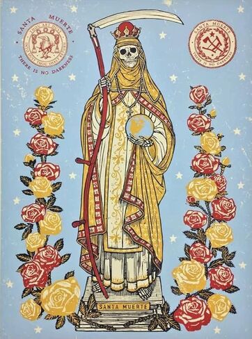 Holy Death (Santa Muerte) 7 Day Candle- Santisima Muerte Vela, Santisima Muerte - Holy Death Candle, Goth Decor, Candle, Green,red,yellow,blue,black in Saudi Arabia