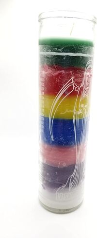 Holy Death (Santa Muerte) 7 Day Candle- Santisima Muerte Vela, Santisima Muerte - Holy Death Candle, Goth Decor, Candle, Green,red,yellow,blue,black in Saudi Arabia