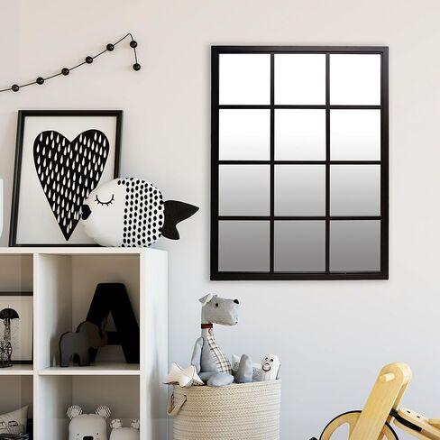 Patton Wall Decor 23x30 Classic Black Windowpane Mirror in Kuwait