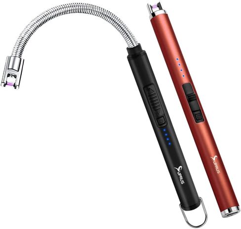SUPRUS Candle Lighter Arc USB Lighter Electric Lighter with Upgraded LED Battery Display Safety Switch Rechargeable Flameless Plasma Windproof Portable (1 Poket Lighter 1 Flexible Lighter) in Kuwait