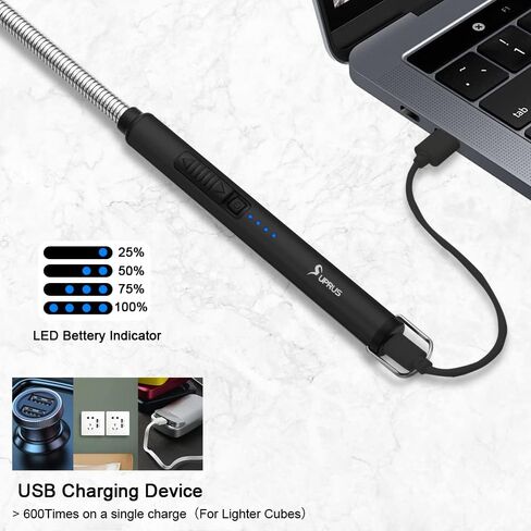 SUPRUS Candle Lighter Arc USB Lighter Electric Lighter with Upgraded LED Battery Display Safety Switch Rechargeable Flameless Plasma Windproof Portable (1 Poket Lighter 1 Flexible Lighter) in Kuwait