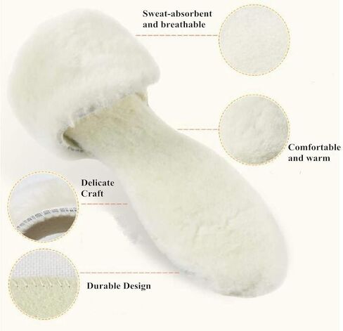 OKAYDA Lambswool Shoes Insoles Washable Genuine Sheepskin Soft Warm Wool Insoles for Shoes, Wellies, Slippers, Boots/Natural White (Men 9.5) in Kuwait