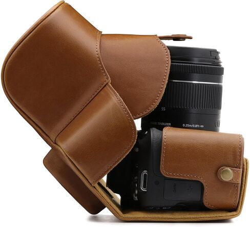 MegaGear Canon EOS Rebel SL2, EOS 200D, Kiss X9 18-55mm Lens Ever Ready Leather Camera Case and Strap, with Battery Access - Black - MG1303 in Saudi Arabia