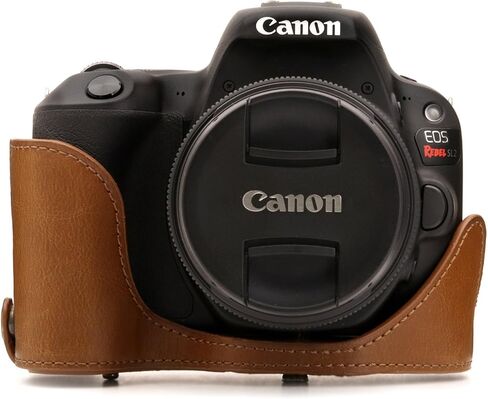 MegaGear Canon EOS Rebel SL2, EOS 200D, Kiss X9 18-55mm Lens Ever Ready Leather Camera Case and Strap, with Battery Access - Black - MG1303 in Saudi Arabia