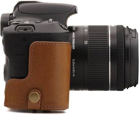 MegaGear Canon EOS Rebel SL2, EOS 200D, Kiss X9 18-55mm Lens Ever Ready Leather Camera Case and Strap, with Battery Access - Black - MG1303 in Saudi Arabia