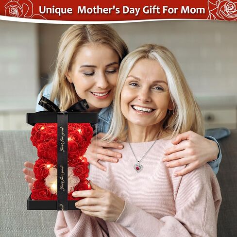 هدايا الدب الوردي من جيوسميل للنساء، دب الزهرة مع قلادة صندوقية وأضواء بطاقة التهنئة بالون، هدايا عيد الحب الرومانسية لزوجتها الأم والصديقة، هدية وديكور لعيد ميلاد الذكرى السنوية in Kuwait