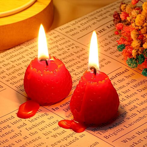 ام تي لي مجموعة من 12 شمعة معطرة على شكل فراولة من شمع الصويا لتزيين اعياد الميلاد وحفلات الزفاف والحمام والمنتجعات الصحية وديكور المنزل والحفلات وتخفيف التوتر والتامل وتعزيز المزاج، احمر in Saudi Arabia