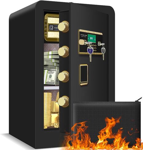 5.0 قدم مكعب، صندوق أمان منزلي رقمي كبير جدًا وشديد التحمل ومقاوم للحريق ومقاوم للماء ومضاد للسرقة مع حقيبة مستندات مقاومة للحريق، آمن ضد الحريق للأشياء الثمينة في مكتب الأعمال المنزلية in Kuwait