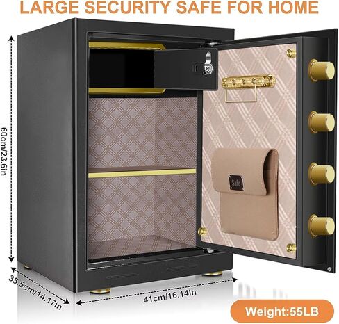 5.0 قدم مكعب، صندوق أمان منزلي رقمي كبير جدًا وشديد التحمل ومقاوم للحريق ومقاوم للماء ومضاد للسرقة مع حقيبة مستندات مقاومة للحريق، آمن ضد الحريق للأشياء الثمينة في مكتب الأعمال المنزلية in Kuwait