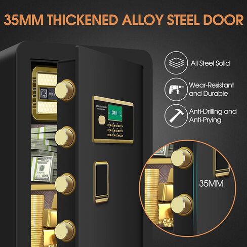 5.0 قدم مكعب، صندوق أمان منزلي رقمي كبير جدًا وشديد التحمل ومقاوم للحريق ومقاوم للماء ومضاد للسرقة مع حقيبة مستندات مقاومة للحريق، آمن ضد الحريق للأشياء الثمينة في مكتب الأعمال المنزلية in Kuwait