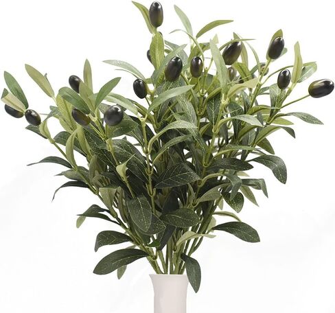 Musdoney 5 حزمة غصن الزيتون الاصطناعي يترك فروع نبات الأوكالبتوس وهمية لترتيب الزهور زهرية باقات الزفاف المنزل مكتب ديكور الخضرة in Kuwait