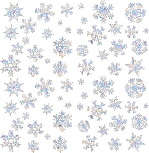 64 قطعة من ملصقات النوافذ على شكل ندفة الثلج بألوان قوس قزح غير لاصقة قابلة لاعادة الاستخدام، ملصقات نافذة بتصميم ندفة الثلج في الشتاء، ملصقات نافذة مضادة للتصادم لإنقاذ الطيور من تصادم النوافذ in Kuwait