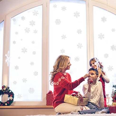 64 قطعة من ملصقات النوافذ على شكل ندفة الثلج بألوان قوس قزح غير لاصقة قابلة لاعادة الاستخدام، ملصقات نافذة بتصميم ندفة الثلج في الشتاء، ملصقات نافذة مضادة للتصادم لإنقاذ الطيور من تصادم النوافذ in Kuwait