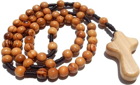 Olive Wood Catholic Rope Rosary with Comfort Cross – Premium Quality Genuine HJW Product - Exclusively Designed Christian Prayer Beads for a Meaningful Spiritual Experience in Kuwait