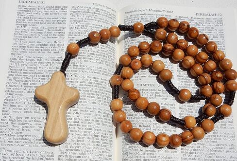 Olive Wood Catholic Rope Rosary with Comfort Cross – Premium Quality Genuine HJW Product - Exclusively Designed Christian Prayer Beads for a Meaningful Spiritual Experience in Kuwait