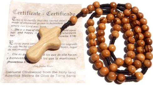 Olive Wood Catholic Rope Rosary with Comfort Cross – Premium Quality Genuine HJW Product - Exclusively Designed Christian Prayer Beads for a Meaningful Spiritual Experience in Kuwait