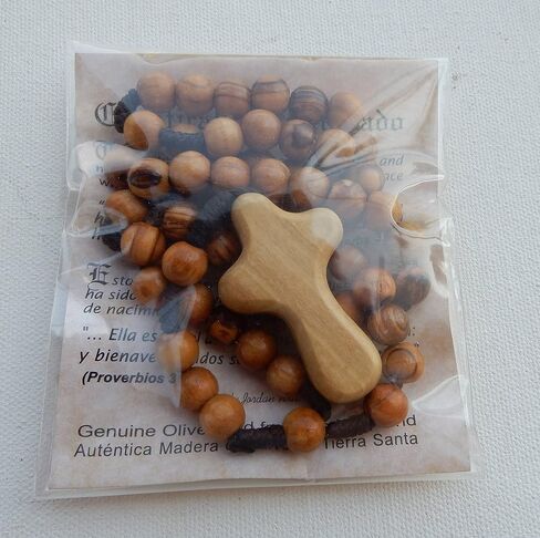 Olive Wood Catholic Rope Rosary with Comfort Cross – Premium Quality Genuine HJW Product - Exclusively Designed Christian Prayer Beads for a Meaningful Spiritual Experience in Kuwait