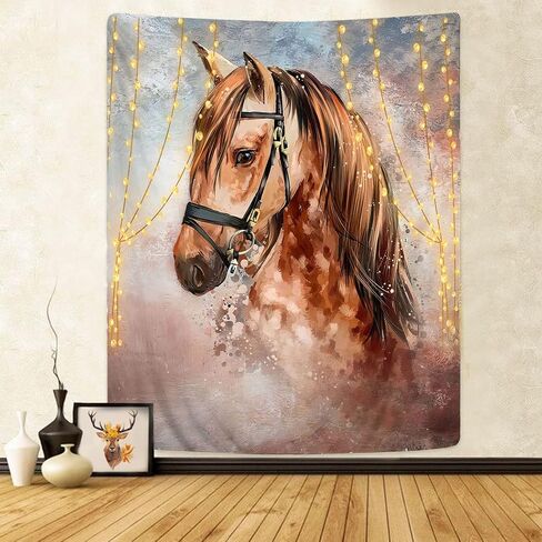 SXCHEN Hippie نسيج الجدار شنقا نسيج لغرفة النوم الحصان البني مع مقاليد 60 "× 80" in Kuwait