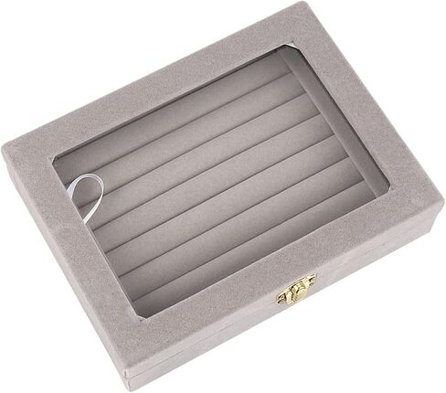 حامل عرض مجوهرات من الزجاج المخملي من MyJell، صندوق تخزين، أقراط حلقية، صندوق مجوهرات، حامل حلقي (أسود) in Kuwait