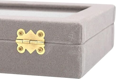 حامل عرض مجوهرات من الزجاج المخملي من MyJell، صندوق تخزين، أقراط حلقية، صندوق مجوهرات، حامل حلقي (أسود) in Kuwait