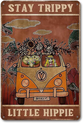 CrazySign Vintage Sign Hippie Wall Decor Stay Trippy Little Hippie Sign For Hippy Room, Bedroom, Office ,Hippy Gifts (232) in Kuwait