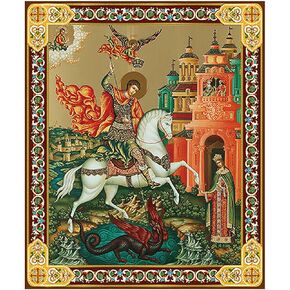 Needzo Saint St George Icon Orthodox Icon Wall Hanging With Stand 4 3/4 Inch, Gold Foil in Saudi Arabia