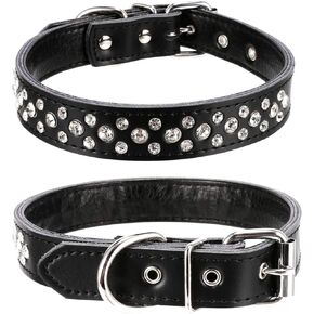 Rhinestone Dog Collar, Adjustable Cute Dazzling Sparkling Soft Leather Dog Collar Crystal Diamond Pet Dog Puppy Collar (L, Red) in Saudi Arabia