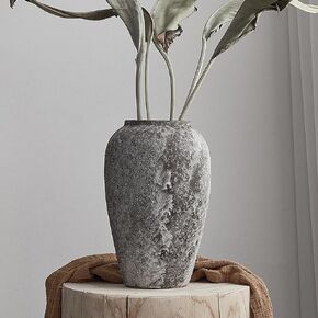 AWNR Terracotta Vase ديكور عتيق: مزهرية فخارية سيراميك مزهرية طينية مستديرة مزهريات ريفية للزهور مزهرية المزرعة ديكور المنزل لغرفة المعيشة رف غرفة النوم المطبخ ديكور الطاولة المركزية in Kuwait