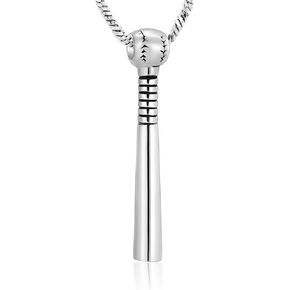 Yinplsmemory Cremation Jewelry Baseball Bat Urn Necklace for Ashes for Dad Brother Mom Stainless Steel Sport Urn Locket for Ashes Keepsake
