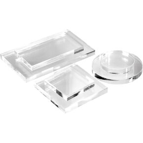 Kcgani Clear Polished Acrylic Round Square Rectangle Photo Props, Transparent Solid Acrylic Display Blocks for Photography Boutique Jewelry Cosmetic Crafts Closet Show, 6 Pcs in Saudi Arabia