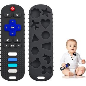 1-Pack Silicone Baby Teething Toys, Food Grade Silicone Teether for Babies 3 6 12 18 Months, TV Remote Control Shape Chewing Toys for Boys and Girls Sensory Toy, Freezer BPA Free in Kuwait