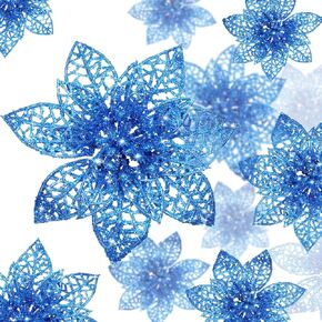 WILLBOND 36 Pieces Christmas Poinsettia Flowers Artificial Ornaments Glitter Christmas Decorations Tree Wedding New Year(Rose Gold) in Saudi Arabia