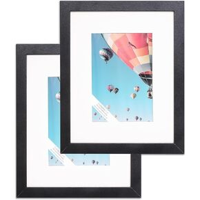 The Display Guys - إطارات صور خشبية سوداء مقاس 11 × 14 من سلسلة V-Series منخفضة المستوى - 8 × 10 حصيرة - زجاج شبكي - حائط